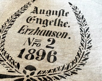 1896: large linen sack A Engelke with magnificent print