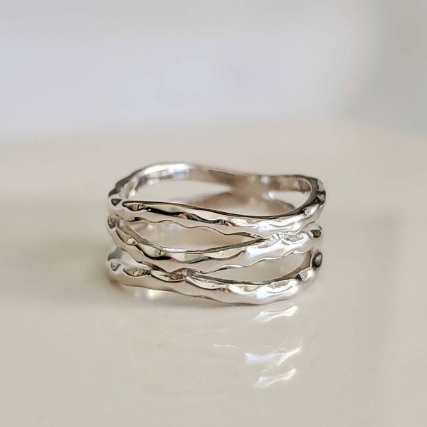 Hammered Ring, Solid Sterling Silver Women Ring, 925 Stamped, Thumb Band, Midi Ring, non tarnish