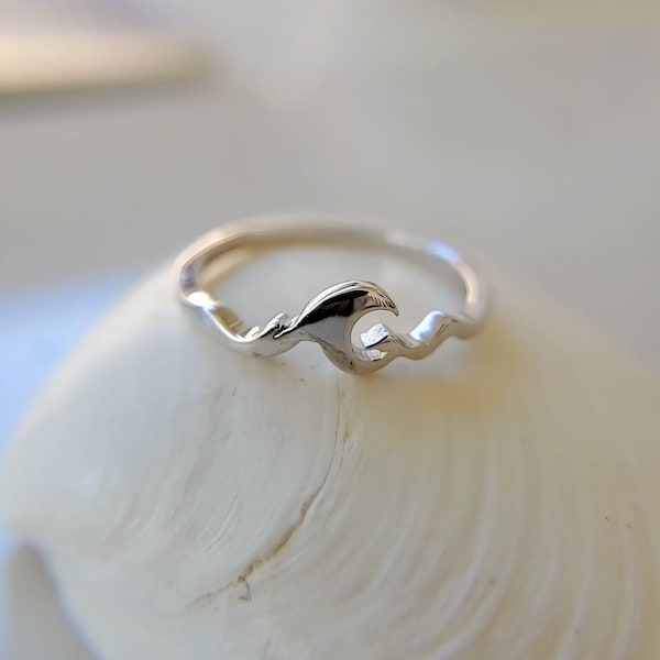 Dainty Wave Ring, Sterling Silver Ring, 925 Silver, Rolling Wave Ring, Bohemian Ring, Size 4-12