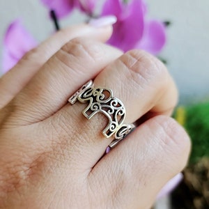 Elephant Ring Sterling Silver Ring Bold Filigree Thumb Wide Band, Statement Ring, Bali Ring, Bohemian Mandala Ring image 10