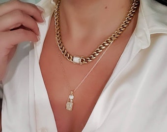 Gold Cuban Link Women's Chain, Statement Chain, Cuban Gold Chain, Statement Women's Chain , Layering Necklace, Gold Cuban Choker