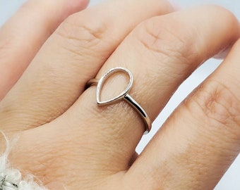 Sterling Silver Ring Teardrop Ring, Simple Minimalist Ring, Non tarnish, Dainty Women Ring