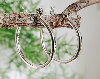 Medium Sterling Silver Hoops, Hoop Earrings for Women,