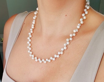 Fresh Water Pearl Necklace for Women, Genuine Pearl Necklace, 10mm Pearl Necklace, Classy Pearls for , Pearl Necklace 925