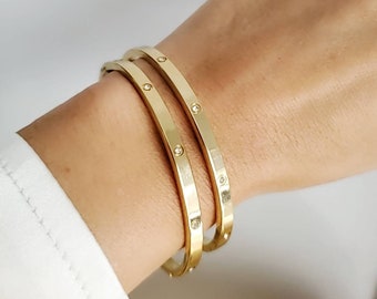 Gold Women's Bangle, Simple Gold bangle, Stack bracelet, Gold Bangle for Women, Minimalist Bangle, Stack Bangle