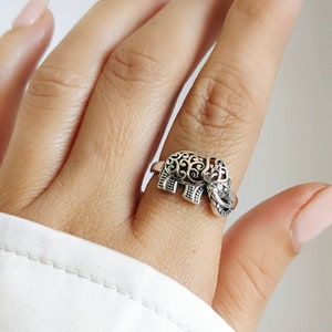 Sterling Silver Elephant Ring, Good Luck Ring, 925 Silver Ring, Animal Ring, Gift for Girl or Women, Statement Ring