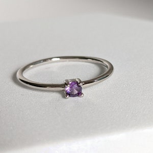 Dainty Genuine Amethyst Ring, Sterling Silver Ring, Bridal Gift, Promise Ring, Anniversary, Gift for Women, 925 Amethyst Ring