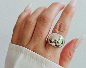 Round Dome Ring, Large Electroform Dome Ring, Sexy Ring, Statement Jewelry, 925 Silver, Art Deco Design