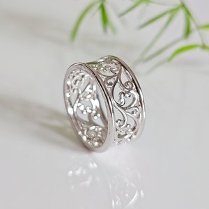 Sterling Silver Vines Ring, 925 Silver Women's Band, 925 Stamped, Spiral Ring, Bali Bohemian Boho Thumb Ring, size 3-13