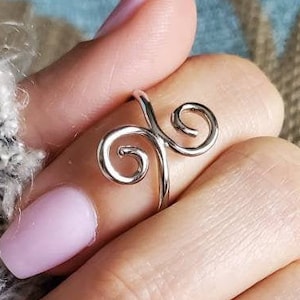 Sterling Silver Swirl Women's Ring, Bohemian Style,  non tarnish, size 3, 4, 5, 6, 7, 8, 9, 10, 11, 12, 13