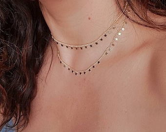 Gold Choker, Star Choker, Gold filled Necklace, Minimalist Necklace, Stars Gold Necklace, Layering Necklace for women, Dainty Choker