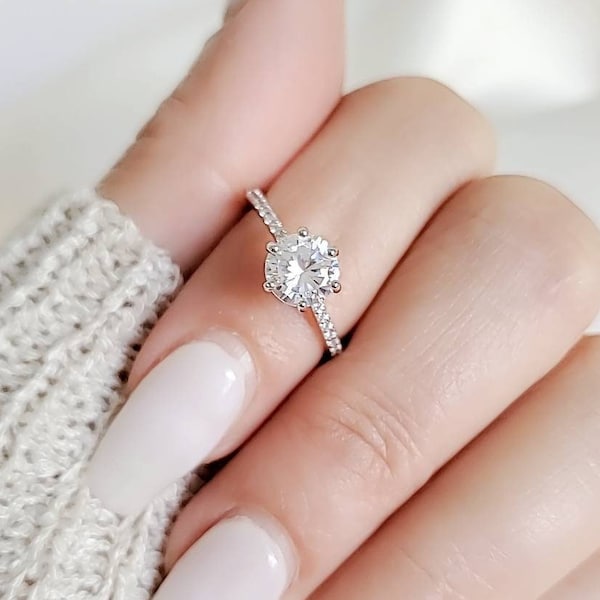 Engagement Ring, Solitaire Ring 1 Ct Carat Sterling Silver Bridal Ring, Wedding Ring, 925 Silver, Promise Ring, Anniversary Ring