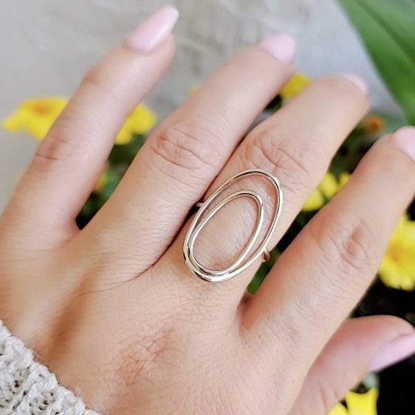 Halo Sterling Silver Women Ring, O Ring, Statement Stack Ring, 925 Stamped, Simple Ring, Boho Jewelry