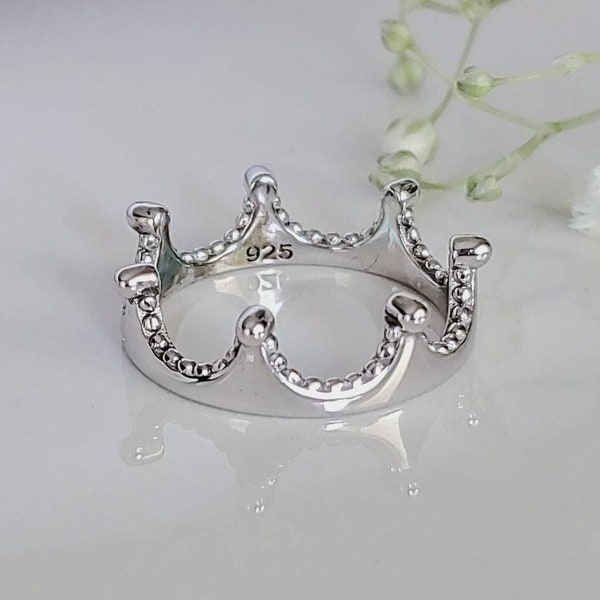 Crown Ring, Sterling Silver Women Ring, 925 Stamped, Thumb Band, non tarnish, size 3-12