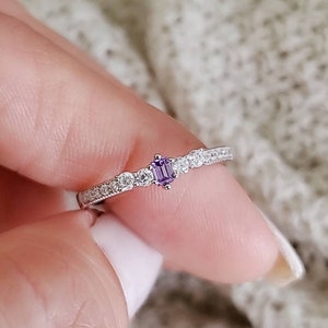 Amethyst Ring, Sterling Silver Ring, Promise Ring, February Birthstone, Gift for her, Anniversary, Engagement Band, non tarnish, size 3-11