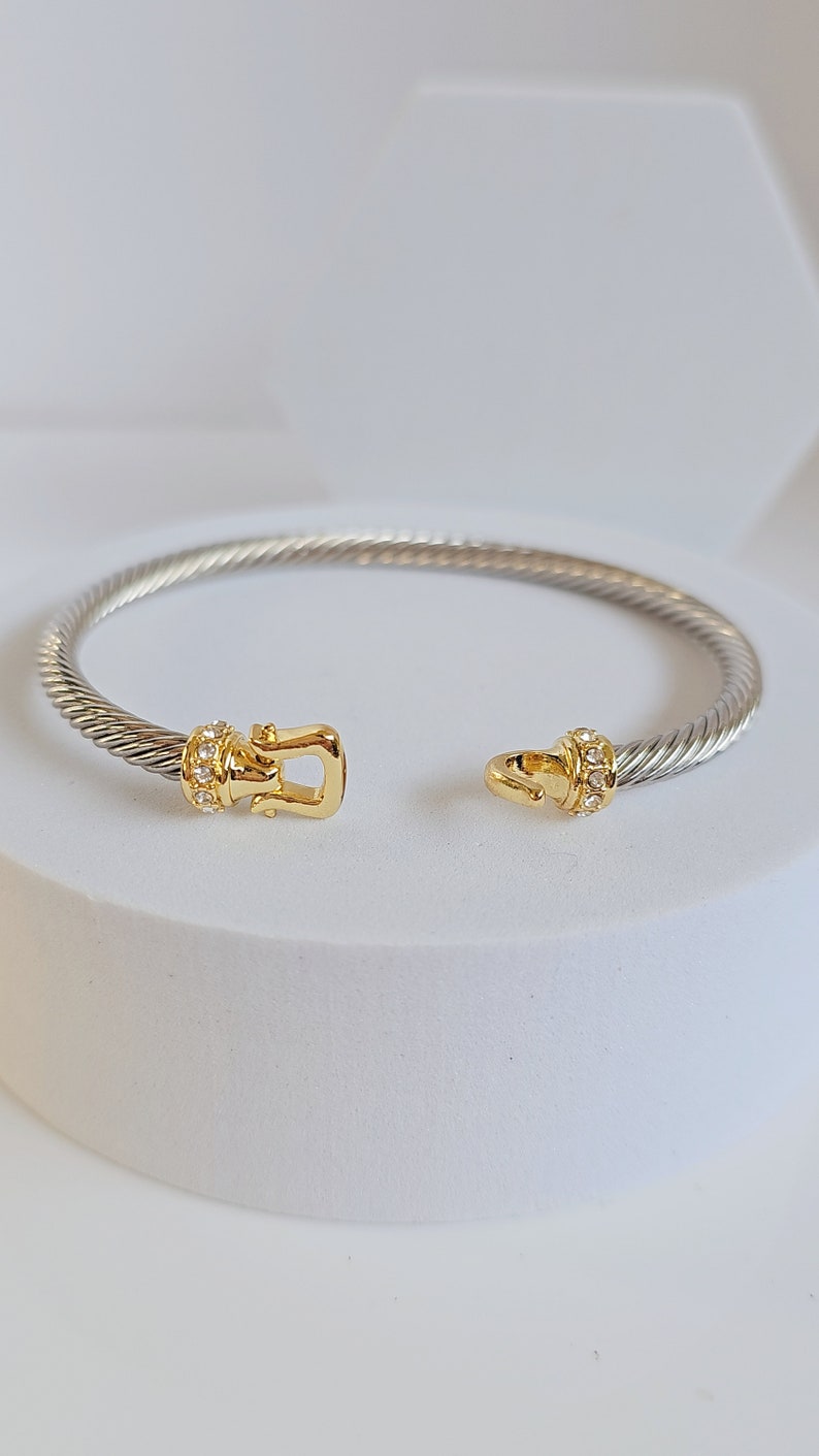 Bangle Cuff Bracelet, 18K Gold filled cable bracelet, Silver bangles, Stack bracelet, Statement Bracelet, Cable Bangles image 5