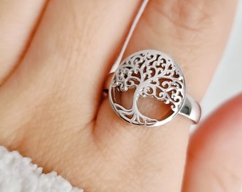 Sterling Silver Tree Of Life Ring, Women Ring, 925 Stamped, Spiritual Boho Bohemian, Statement Ring, non tarnish, size 3 to 15