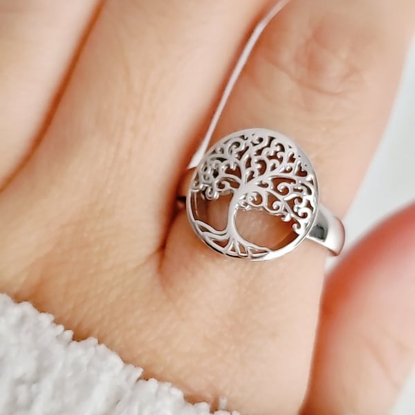Sterling Silver Tree Of Life Ring, Women Ring, 925 Stamped, Spiritual Boho Bohemian, Statement Ring, non tarnish, size 3 to 15