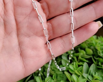 Paper Clip Chain, Sterling Silver Staple Chain, Staple Necklace, Layering Chain, Layer Chain,  925 Italian Silver, 16" 18" 20" 22" Length
