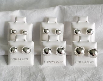 Sterling Silver Studs, 925 Women Stud Earrings, Bead Studs, Round Ball Earrings, Simple Studs