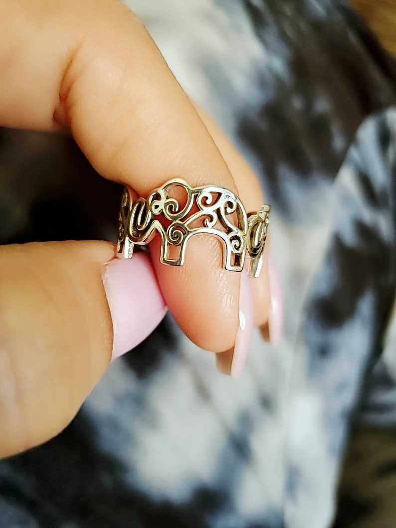 Elephant Ring Sterling Silver Ring Bold Filigree Thumb Wide Band, Statement Ring, Bali Ring, Bohemian Mandala Ring image 9