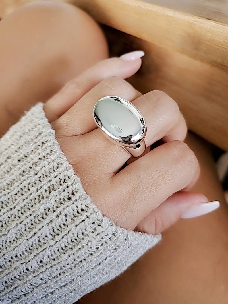 Dome Ring Sterling Silver Women Ring Large Dome Ring Sexy Etsy