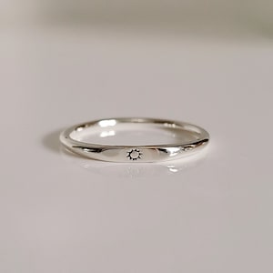 Sterling Silver Dainty Sun Ring, Thin Band, 925 Minimalist Sun Ring, Women Simple Ring, 925 Stamped, Stack Ring