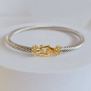 Bangle Cuff Bracelet, 18K Gold filled cable bracelet, Silver bangles, Stack bracelet, Statement Bracelet, Cable Bangles image 3