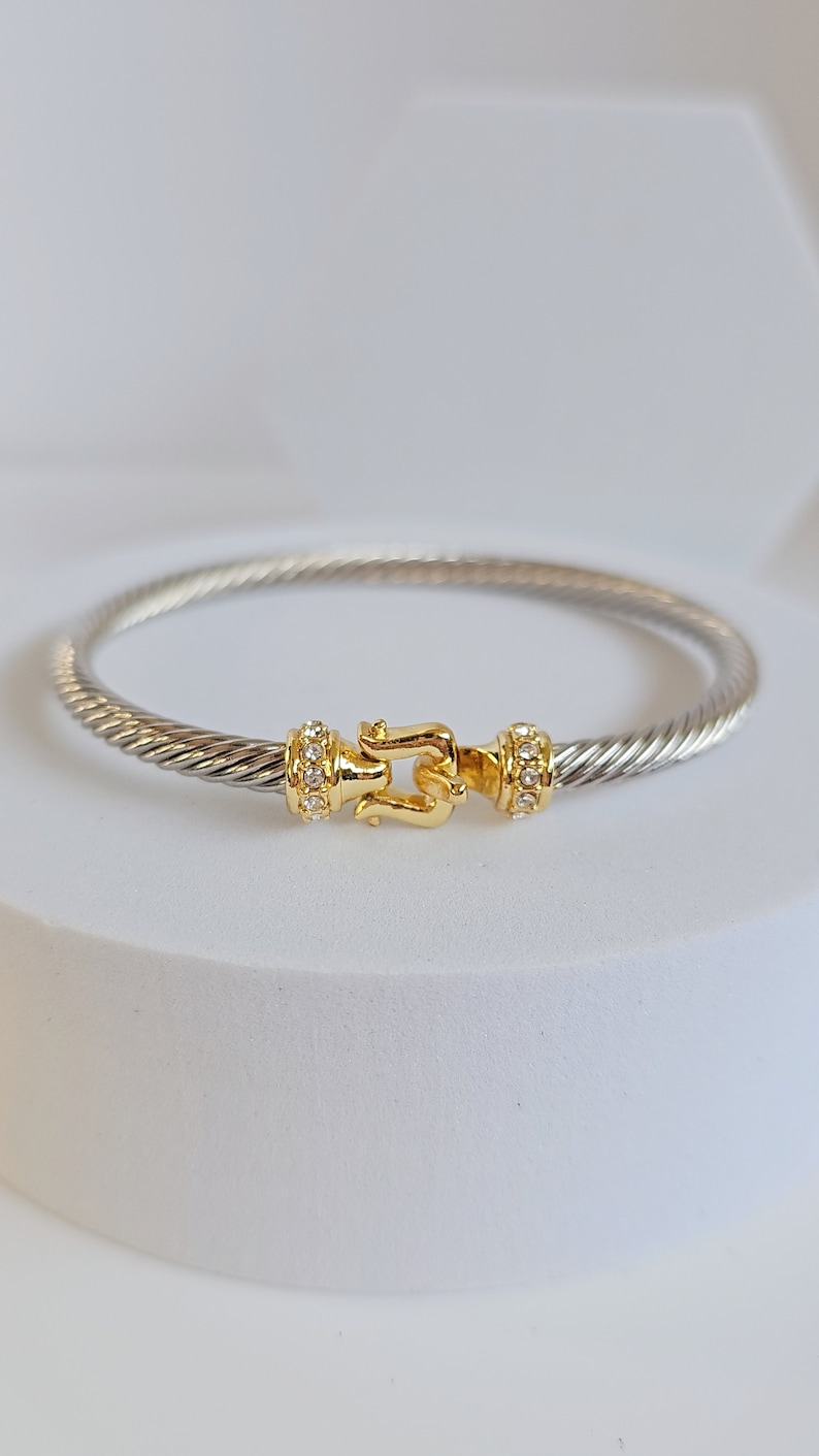 Bangle Cuff Bracelet, 18K Gold filled cable bracelet, Silver bangles, Stack bracelet, Statement Bracelet, Cable Bangles image 3