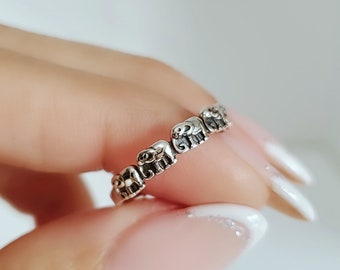 Sterling Silver Elephant Ring, Thumb Dainty Band, Statement Elephants Ring, Bali Ring, Bohemian Ring, Animal Ring, Gift Ideas