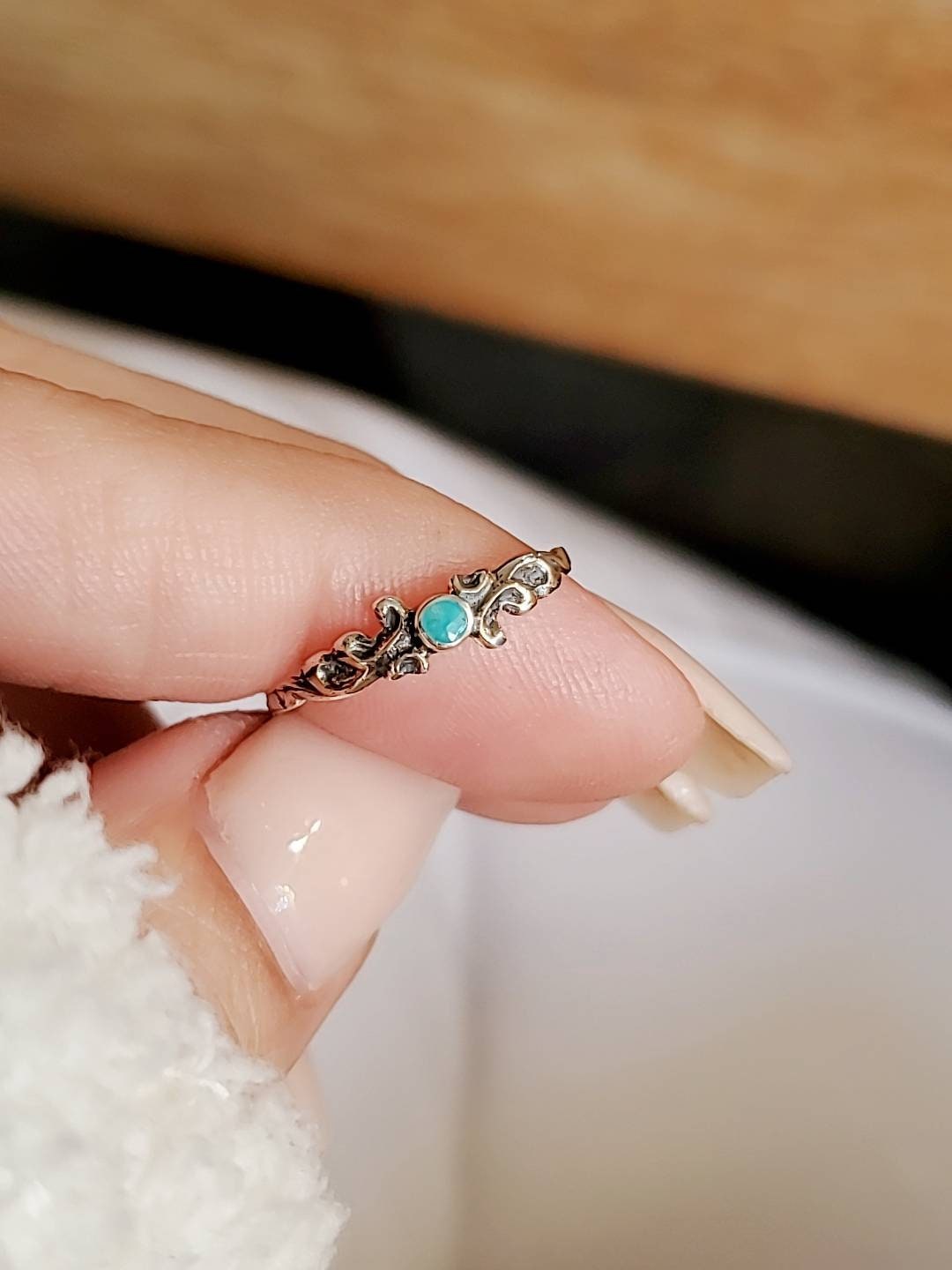 Thin on sale turquoise ring