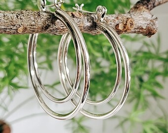 Sterling Silver Hoops, Dangling Earrings, Lightweight Hoops, 925 Stamped, Sexy Hoops