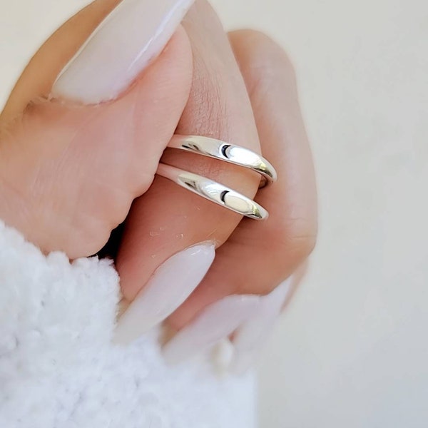 Sterling Silver Crescent Moon Ring, Thin Dainty Ring, 925 Minimalist Ring, Women's Simple Ring, 925 Stamped, Stack Ring,