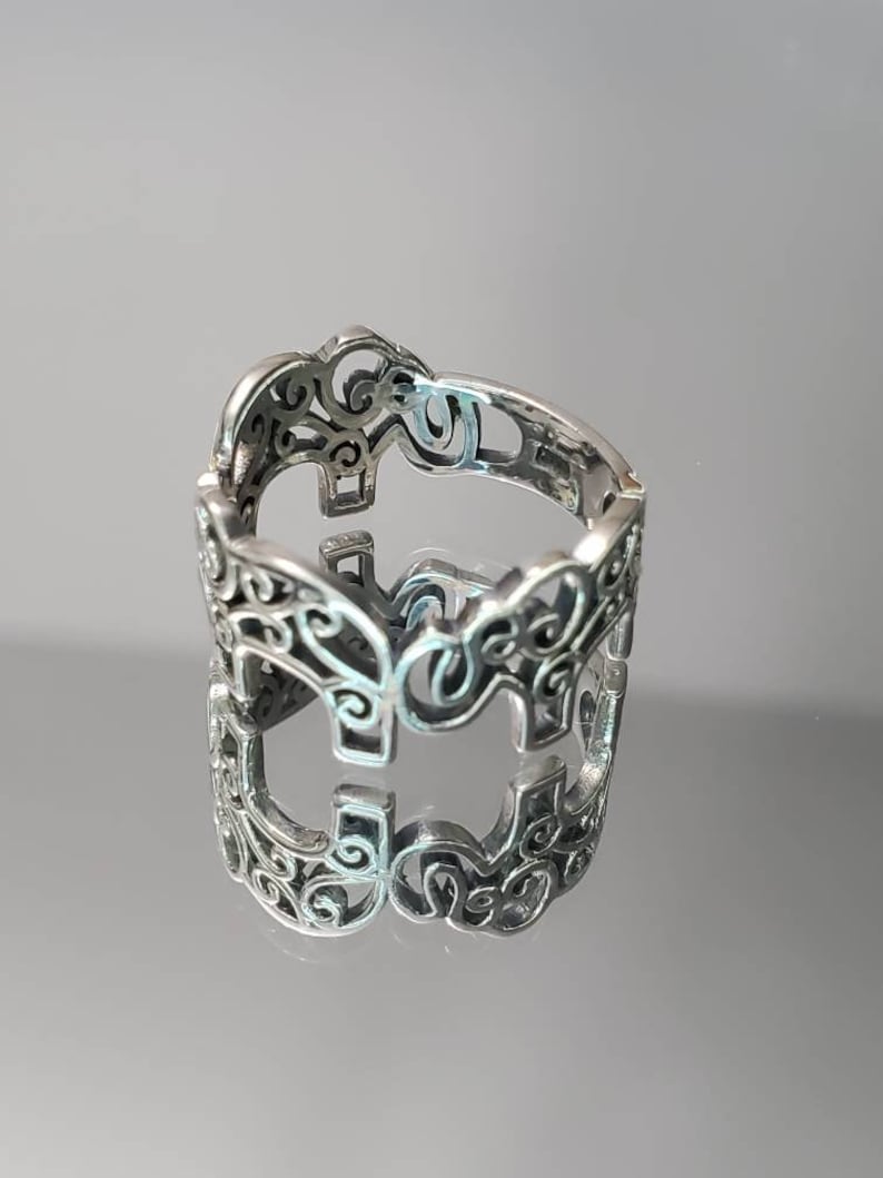 Elephant Ring Sterling Silver Ring Bold Filigree Thumb Wide Band, Statement Ring, Bali Ring, Bohemian Mandala Ring image 6