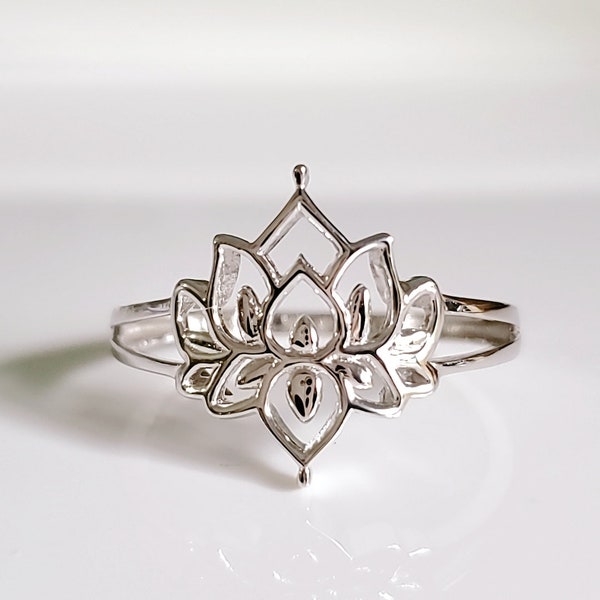 Lotus Ring, Flower Sterling Silver Ring, Mandala Ring, 925 S Minimalist Ring, Non tarnish, Size 4-13
