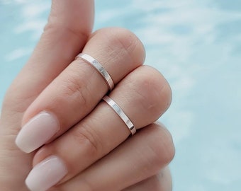 2mm Flat Sterling Silver Band, Simple Toe Ring, Dainty Midi Ring, Adjustable Ring, 925 Silver