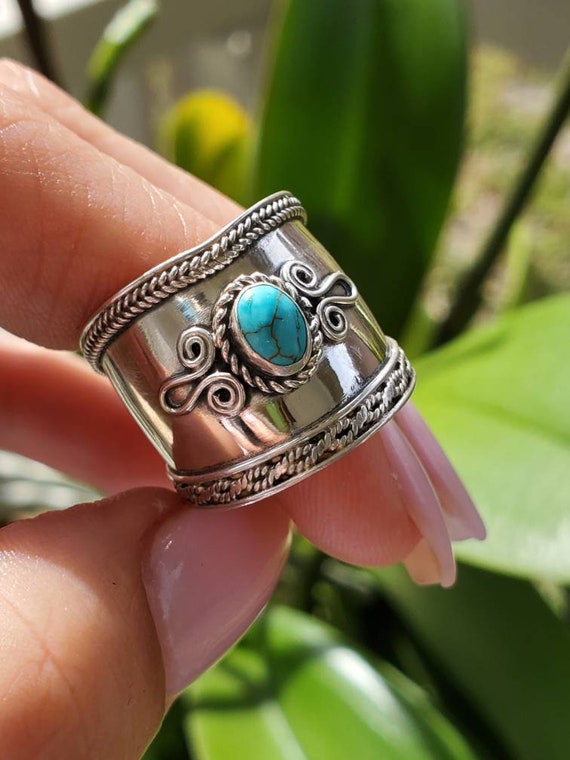 Buy Sterling Silver Genuine Turquoise Leaf Ring, Silver Ring, Statement  Silver Ring, Turquoise Ring Online in India - Etsy
