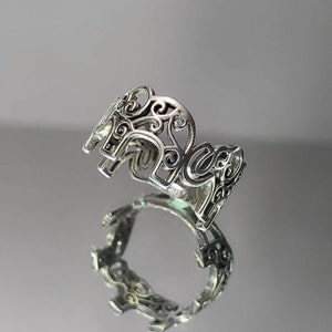 Elephant Ring Sterling Silver Ring Bold Filigree Thumb Wide Band, Statement Ring, Bali Ring, Bohemian Mandala Ring image 2