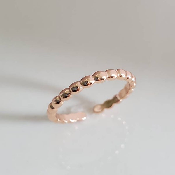 Rose Gold Toe Ring, 2mm Rose Gold Over Sterling Silver Toe Ring, Sterling Silver Midi Ring, Dainty Ring, Adjustable Ring
