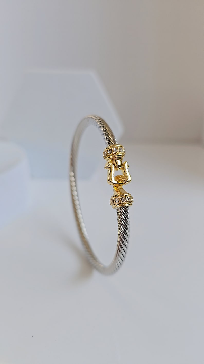 Bangle Cuff Bracelet, 18K Gold filled cable bracelet, Silver bangles, Stack bracelet, Statement Bracelet, Cable Bangles image 7