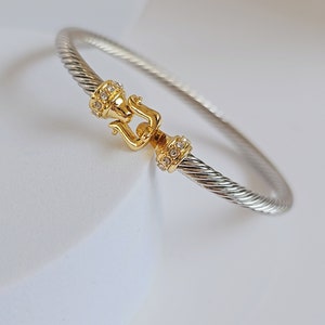 Bangle Cuff Bracelet, 18K Gold filled cable bracelet, Silver bangles, Stack bracelet, Statement Bracelet, Cable Bangles image 9