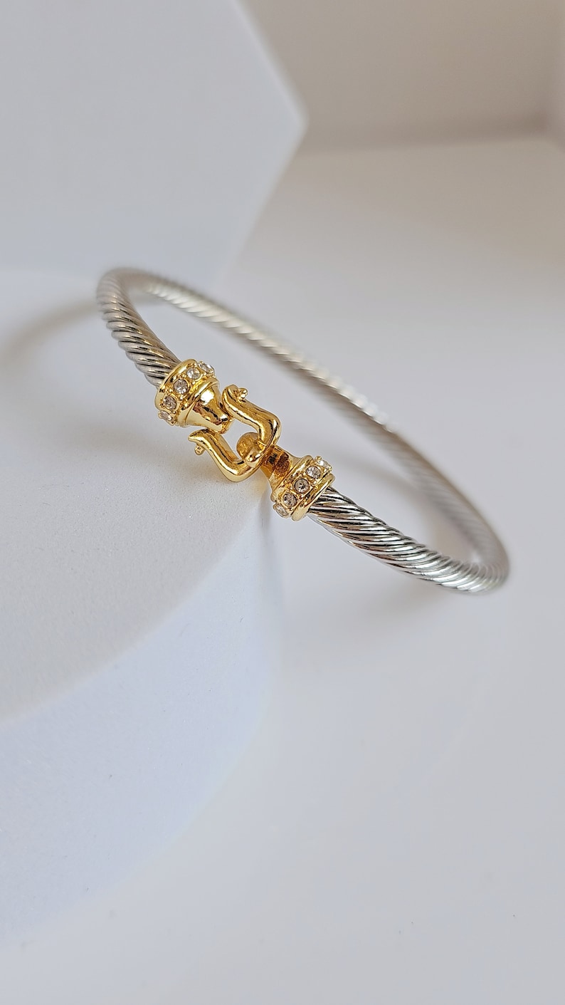 Bangle Cuff Bracelet, 18K Gold filled cable bracelet, Silver bangles, Stack bracelet, Statement Bracelet, Cable Bangles image 9