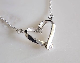 Heart Necklace, Sterling Silver Women Heart Pendant, 18" Chain, 925 Sterling Silver