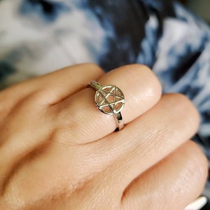 Pentagram Ring, Solid Sterling Silver Women Ring, Gothic Celtic 5 Point Star, 925 Stamped, non tarnish