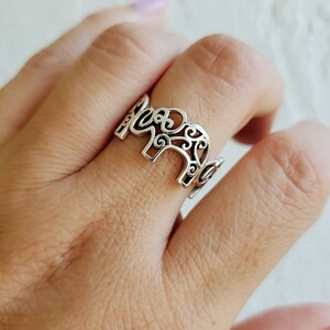 Elephant Ring Sterling Silver Ring Bold Filigree Thumb Wide Band, Statement Ring, Bali Ring, Bohemian Mandala Ring image 5