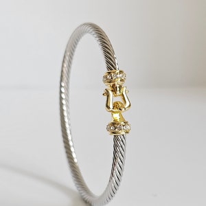 Bangle Cuff Bracelet, 18K Gold filled cable bracelet, Silver bangles, Stack bracelet, Statement Bracelet, Cable Bangles image 1