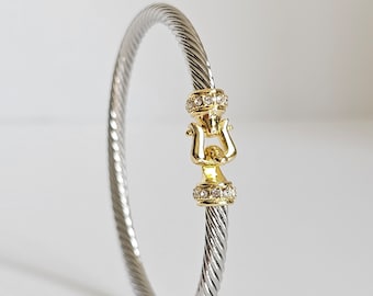 Bangle Cuff Bracelet, 18K Gold filled cable bracelet, Silver bangles, Stack bracelet, Statement Bracelet, Cable Bangles