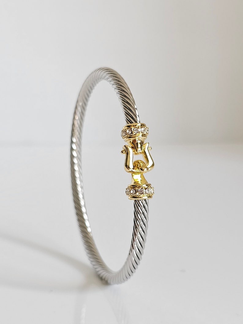 Bangle Cuff Bracelet, 18K Gold filled cable bracelet, Silver bangles, Stack bracelet, Statement Bracelet, Cable Bangles image 1