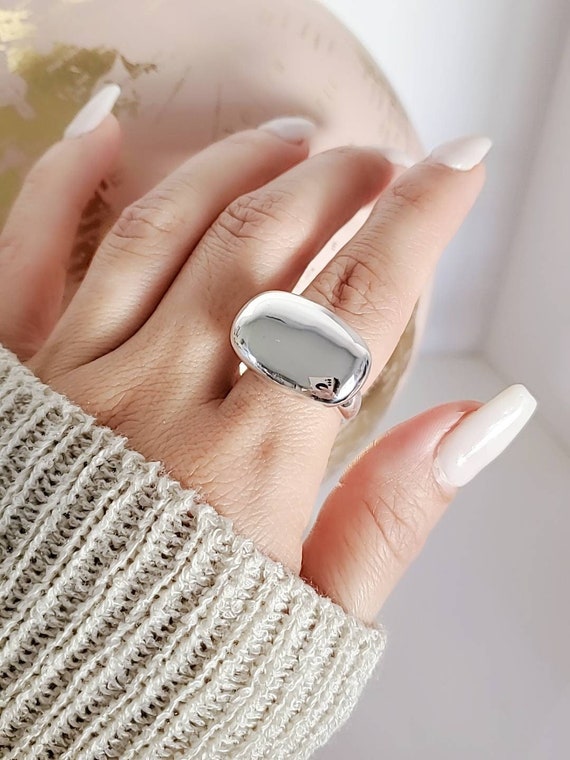 Dome Ring, Sterling Silver Dome Ring, Large Dome Ring, Statement Jewelry,  925 Silver, Wide Band, Art Deco Design, Chunky Ring, Sizes 7 to 13 - Etsy