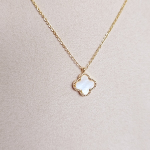 Mother of Pearl and Black Clover Gold Necklace, Reversable Pendant, Gold Chain with Clover Pendant, Four Leaf Quatrefoil Pendant, Gift Ideas image 5